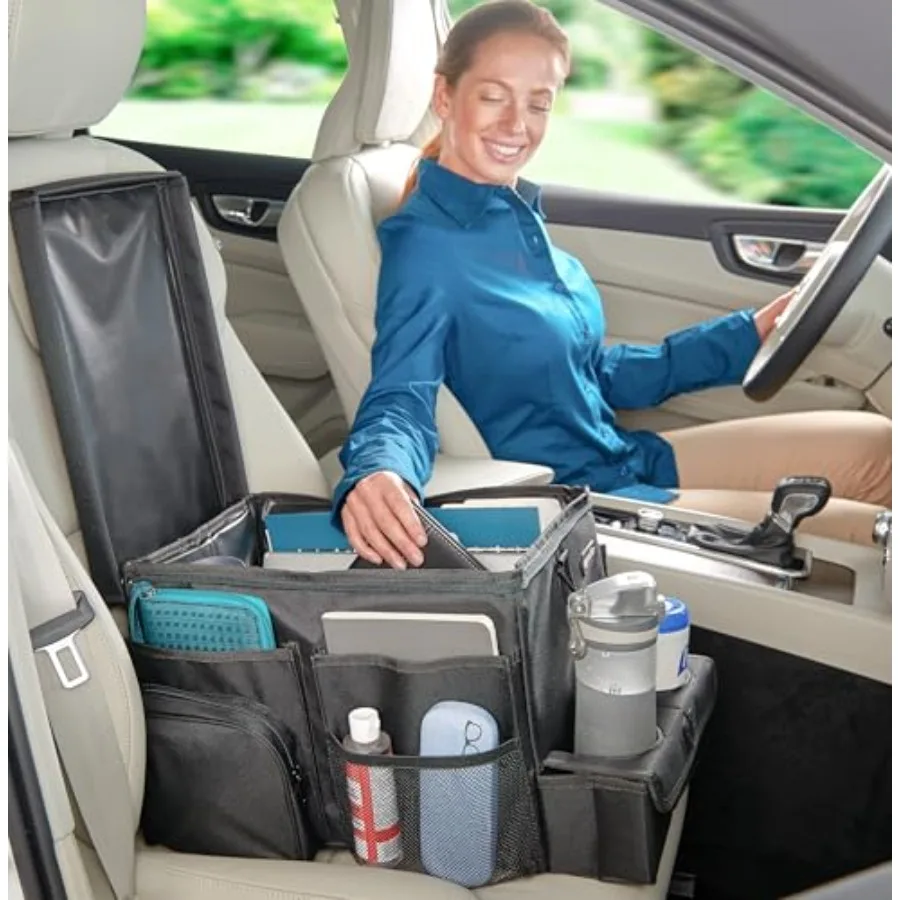 

Large CarHop Car Seat Organizer for the Front or Back Seat for and Adults with Cup Holder Tray Side Pockets and Cooler Compartm