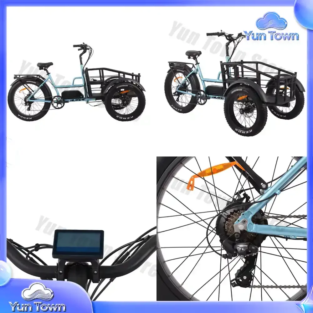 for JOYKIE 48V 750W Three Wheel Electric Cargo Bike for E Cargo Bike Three Wheeler Electric Bicycle with Rear Hub Motor and