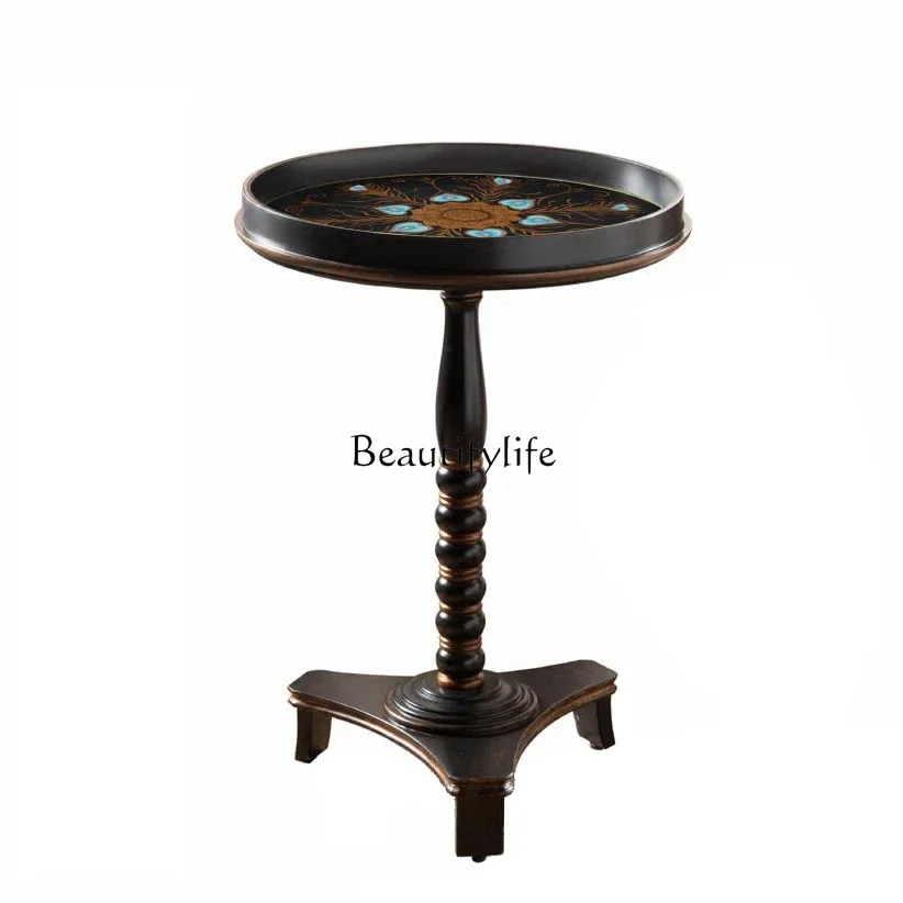 

American living room small round table sofa side retro painted pastoral master design side table