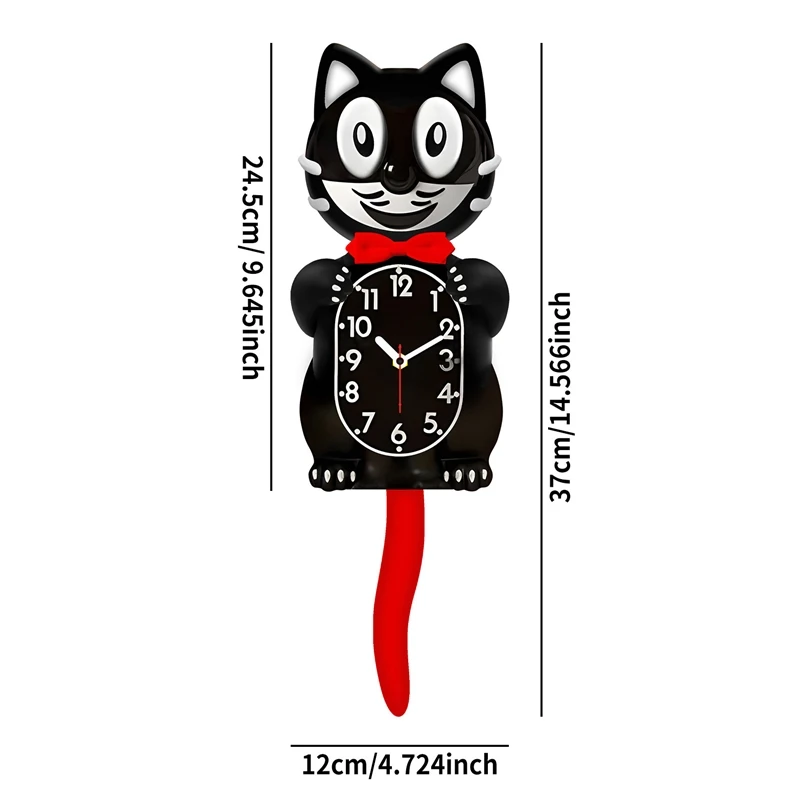Cat Wall Clock Cartoon Creative Cat Swing Tail Quartz Hanging Clock Cute Living Room Decoration Home Personality Clock Gift New