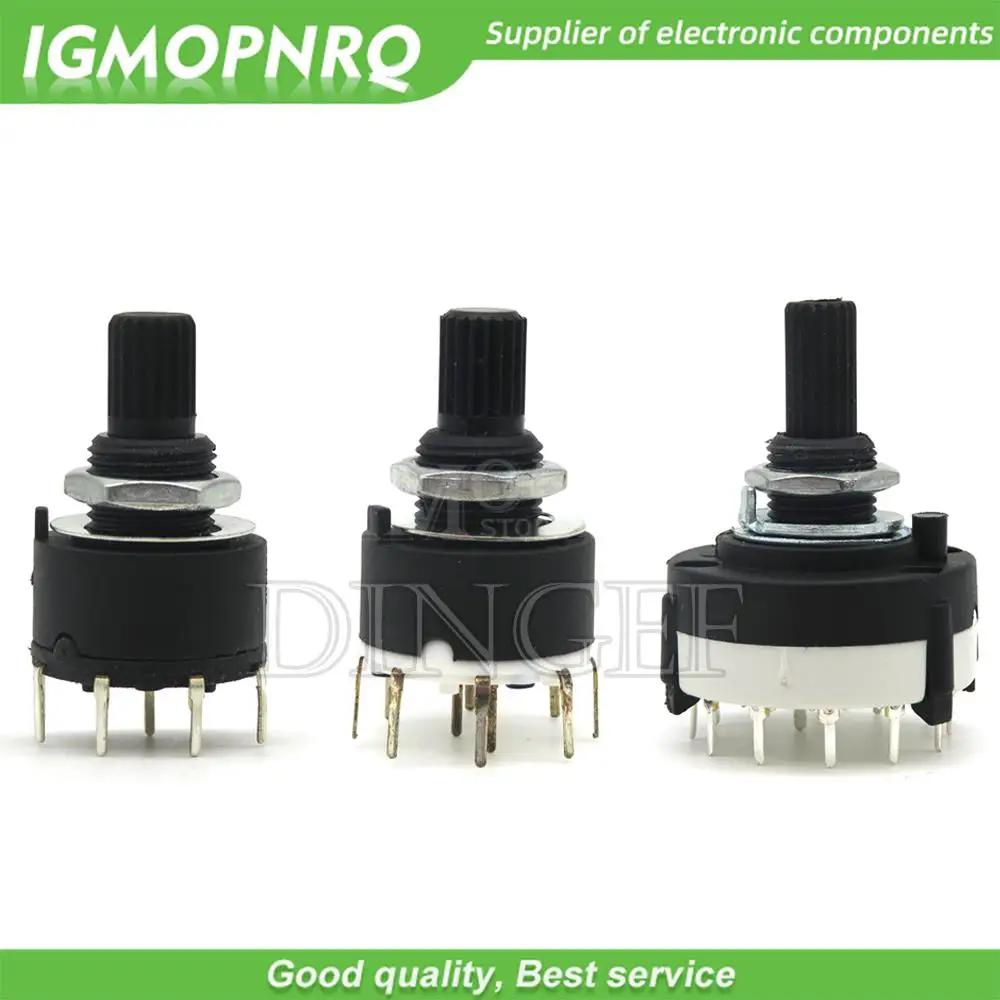 1PCS RS16 Plastic 16MM Rotary Band Switch 2 Pole 3 4 Position 1 Pole 5 6 8 Position Handle Length 15MM Axis Band Switch