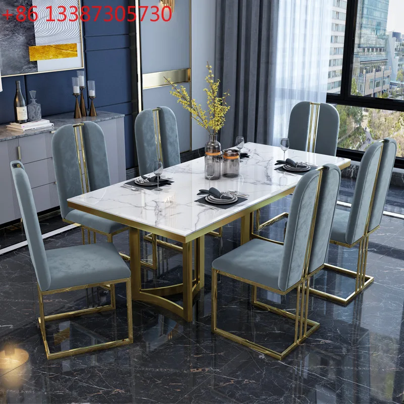 

Light luxury rock slab dining table post-modern simple small household Nordic