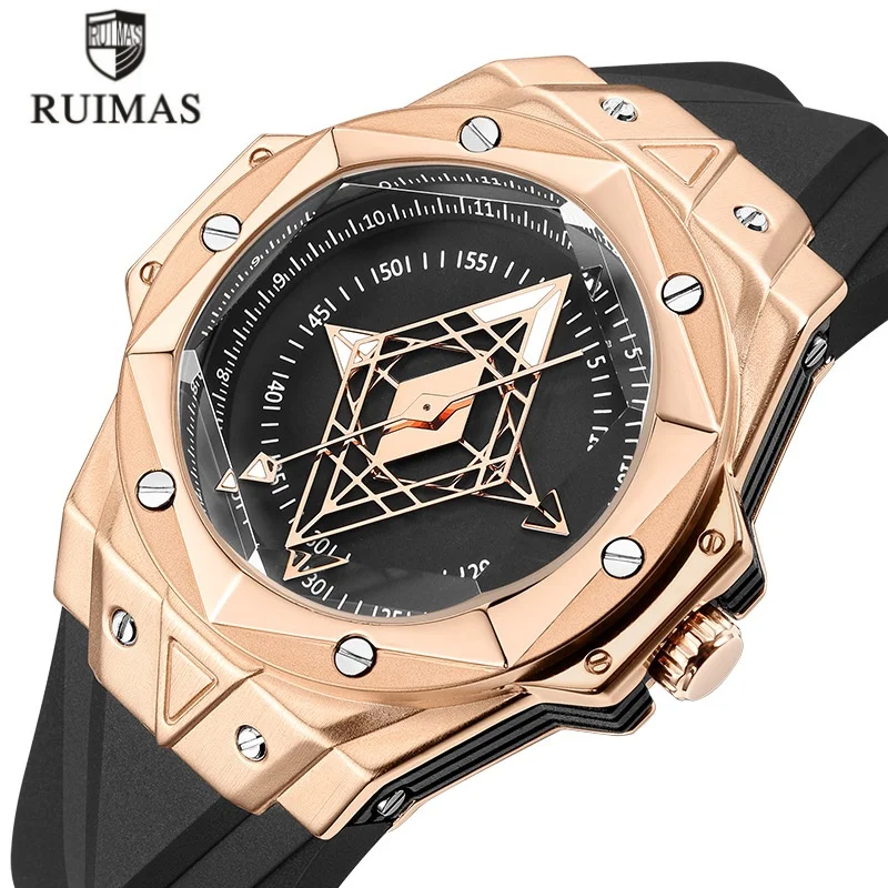

RUIMAS 330 Creative Men's Wristwatch Fashion Trend Hollow Dial Luminous Waterproof Silicone Strap Casual Quartz Watches for Men