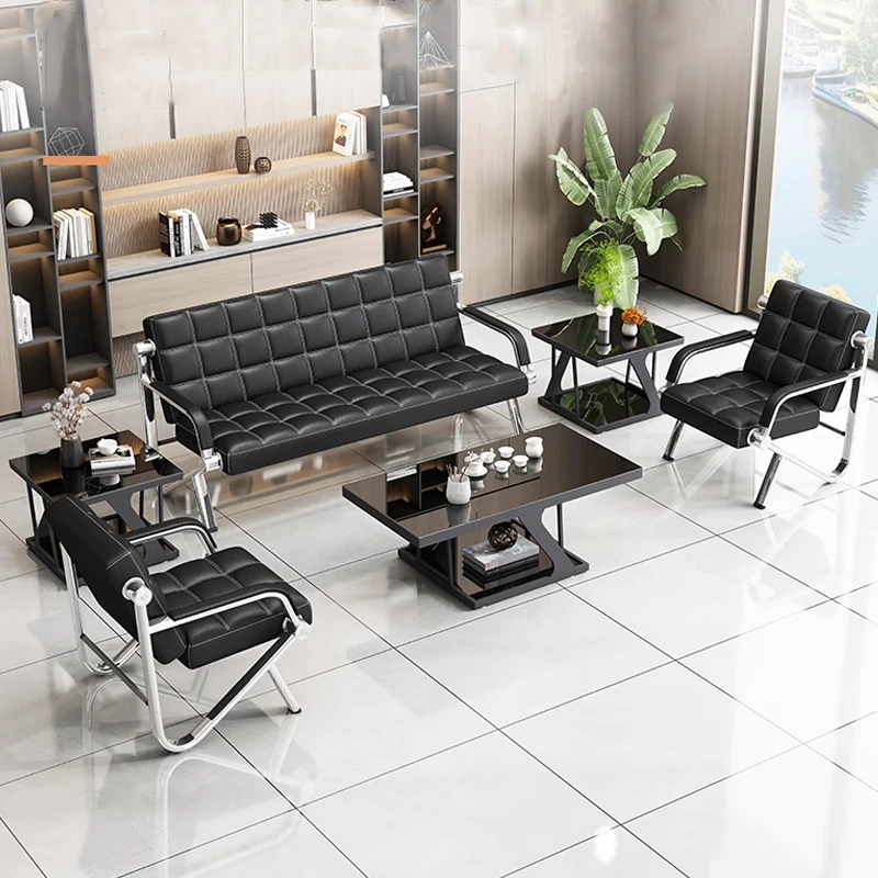 Reception guests, simple office sofa, coffee table, three-person electroplating, waiting infusion chair, airport,