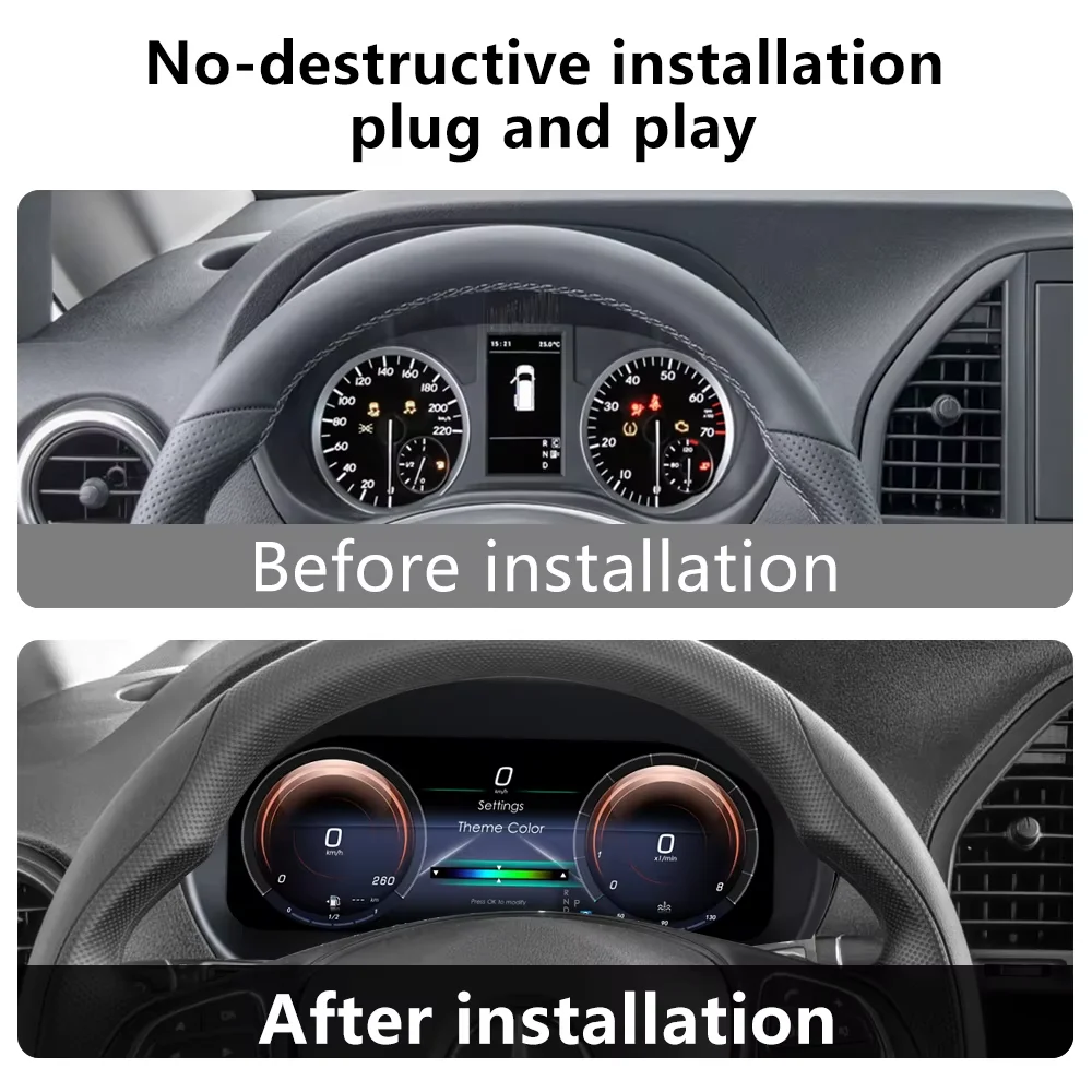 

Цифровая приборная панель SD для Mercedes-Benz Vito 116 W477 2016-2023 2024, ЖК-дисплей, спидометр, 12.3-дюймовый HD-экран