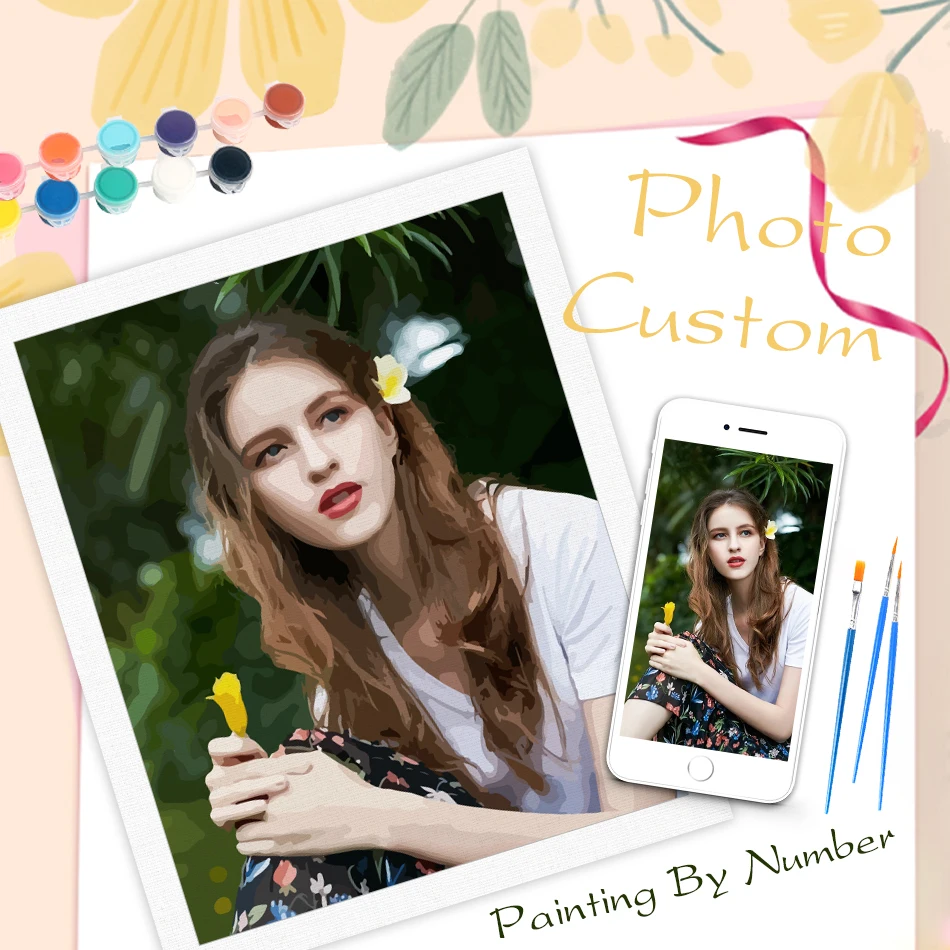 

PhotoCustom Diy Наборы для рисования по номерам Семейные портреты Акриловая краска по номерам для домашнего декора стен Фото на заказ