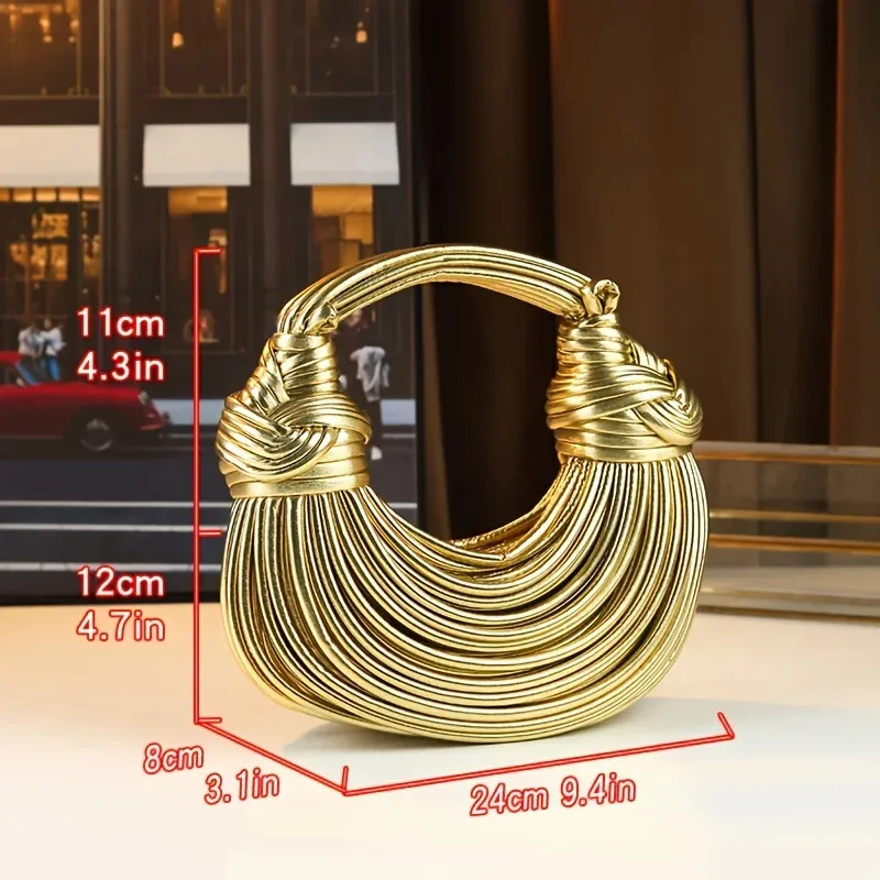 Ladies2025New Luxury Designer Handbags Hand-woven Noodle Bag Knot Bag silver Dinner Bag