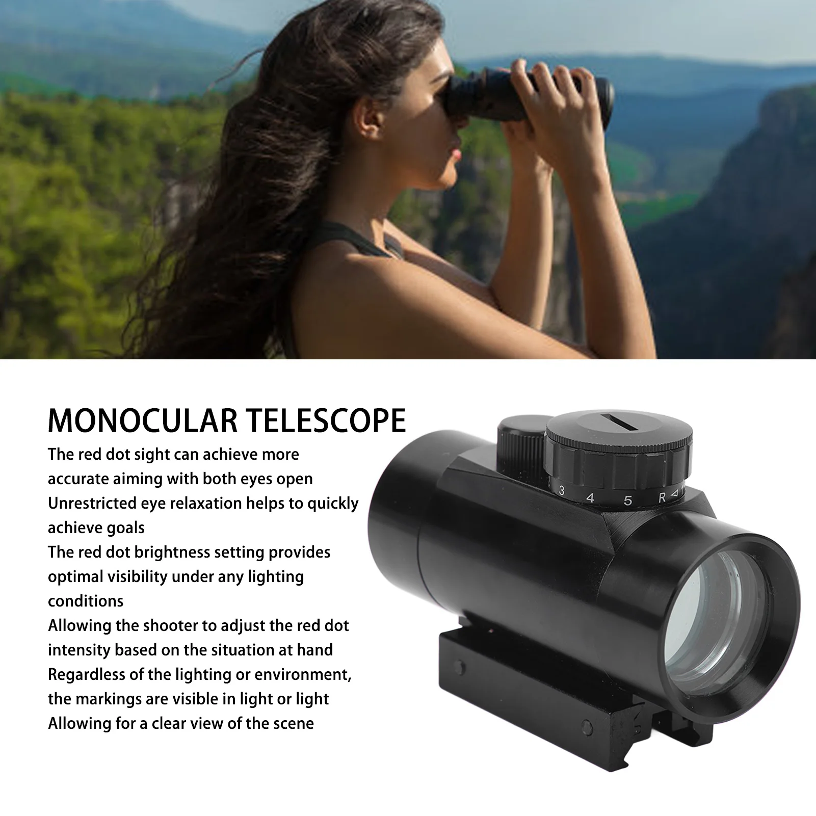 

1x40RD Red Dot Sight Открытый дорожный монокулярный телескоп Цельнометаллический поисковый телескоп RD1X40 RD1X40 Поисковый телескоп Red Dot Sight