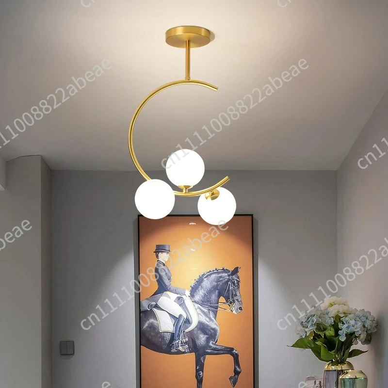Nordic Bedroom Ceiling Hanging Lamp Simple Modern Home Living Room Pendant Lighting Luxury Glass Ball Small Chandelier