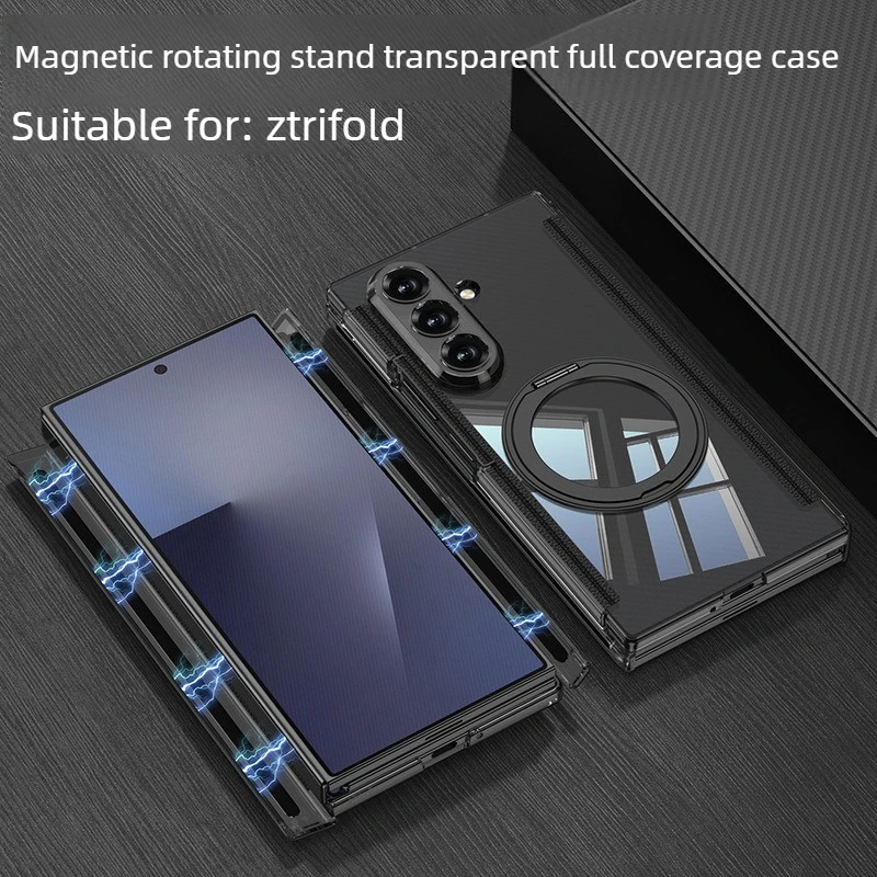 

Чехол для телефона Samsung Z Tri-Fold с магнитной вращающейся подставкой, складной чехол для телефона ZTri-Fold, новые прозрачные чехлы с подушкой безопасности с защитой от падения