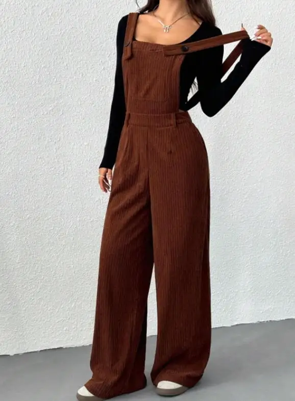 Macacões casuais femininos temperamento deslocamento feminino uso diário outono & inverno moda veludo macacão para mulher