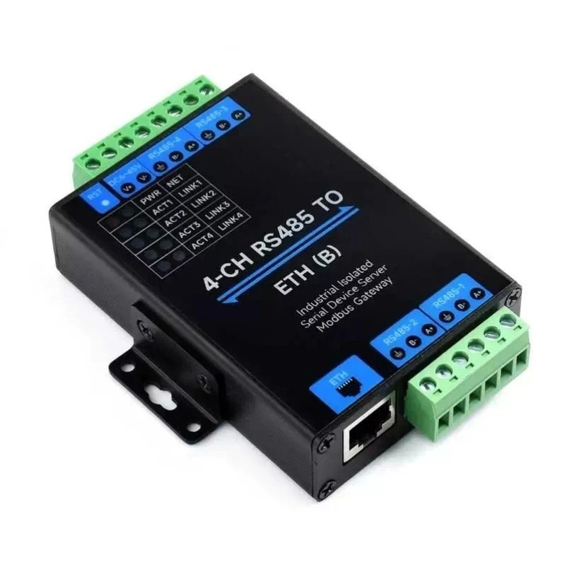 4 Port RS485 To RJ45 Ethernet Converter Industrial Isolated Serial Server Modbus TCP IP Gateway for PLC Automation Control