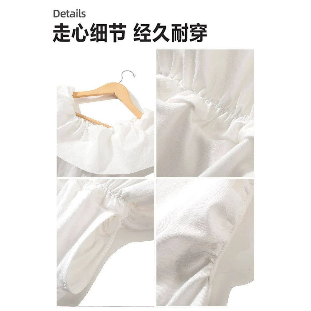 Women's Short Sleeves White Off-the-shoulder One-word Shoulder French Beautiful Small Top Slanted Shoulder Short Sleeves Unique