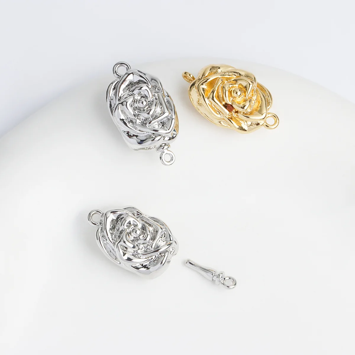 

1 Piece Rose Flower Plug Stick Buckle Pearl Bracelet Necklace Connecting Buckle DIY Jewelry Making Material Accessorie Wholesale