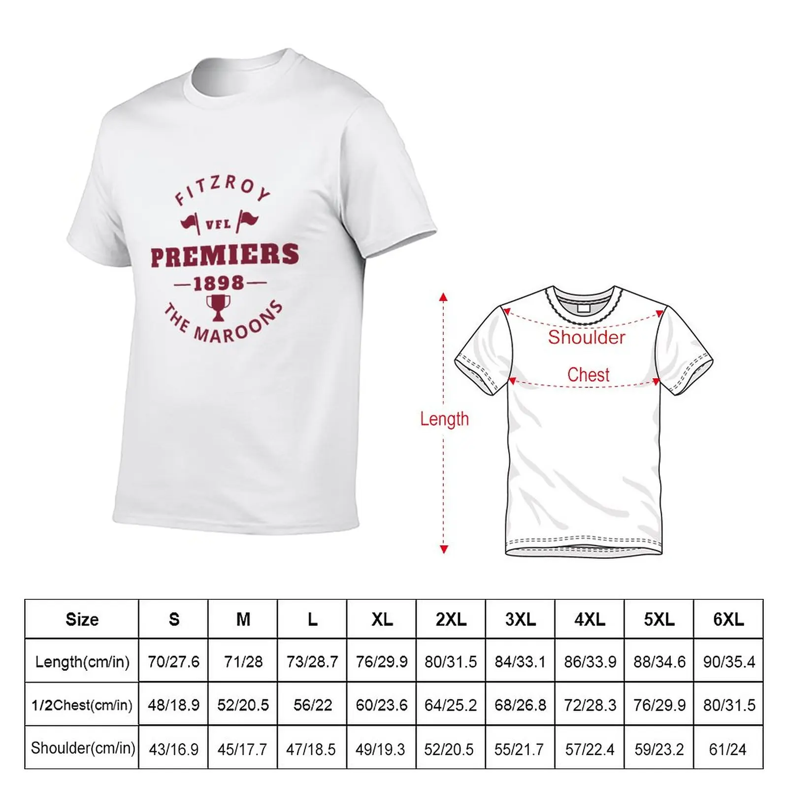 Fitzroy Football Club VFL Premiers 1898 T-Shirt aesthetic clothes plain Short sleeve tee funny t shirts for men