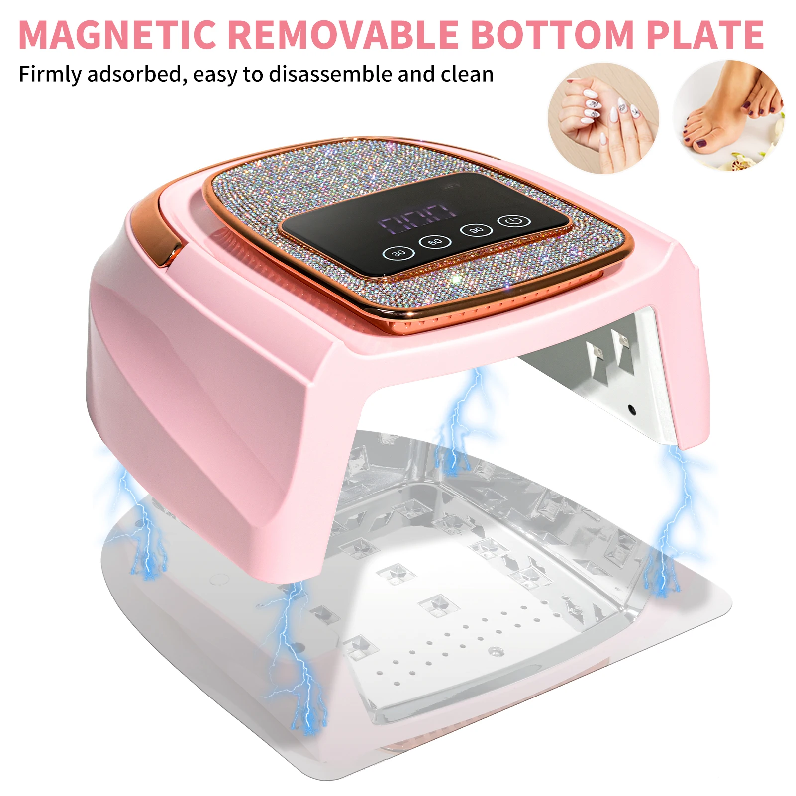 Rechargeable UV LED Nail Lamp 30 LED Gel Nail Polish Dryer Professional Manicure Curing Lamp for Nail Art Salon UV Light Tools