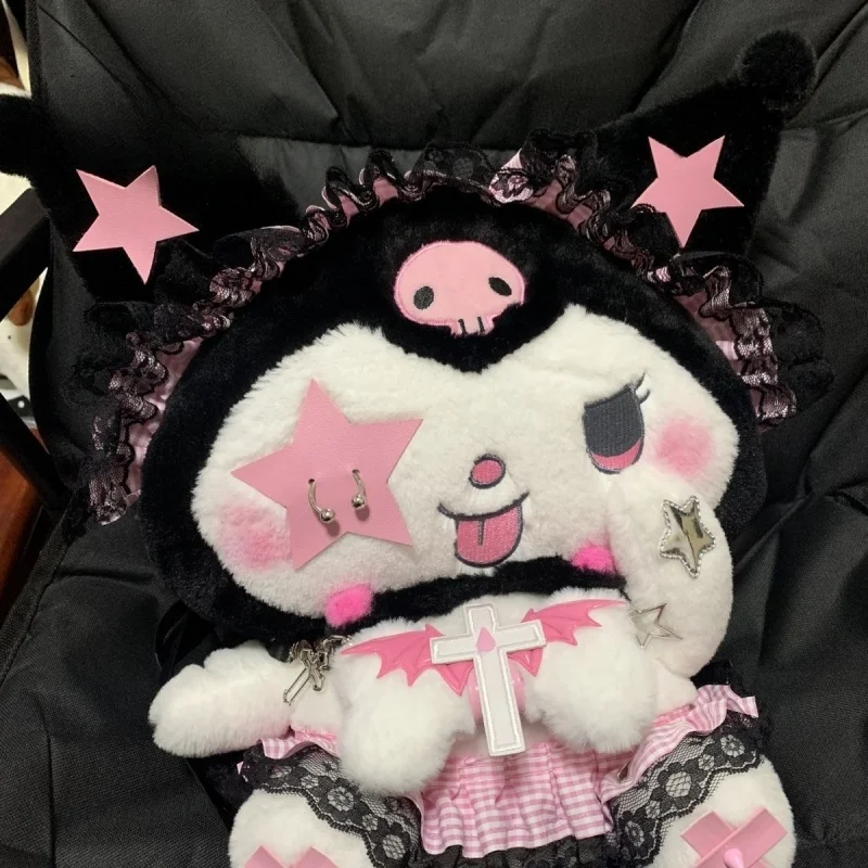 Sanrio Lolita Stuffed Plushine Dark Kuromi Doll Toys Backpack Subculture Shoulder Bag Throw Pillow Children Birthday Gifts