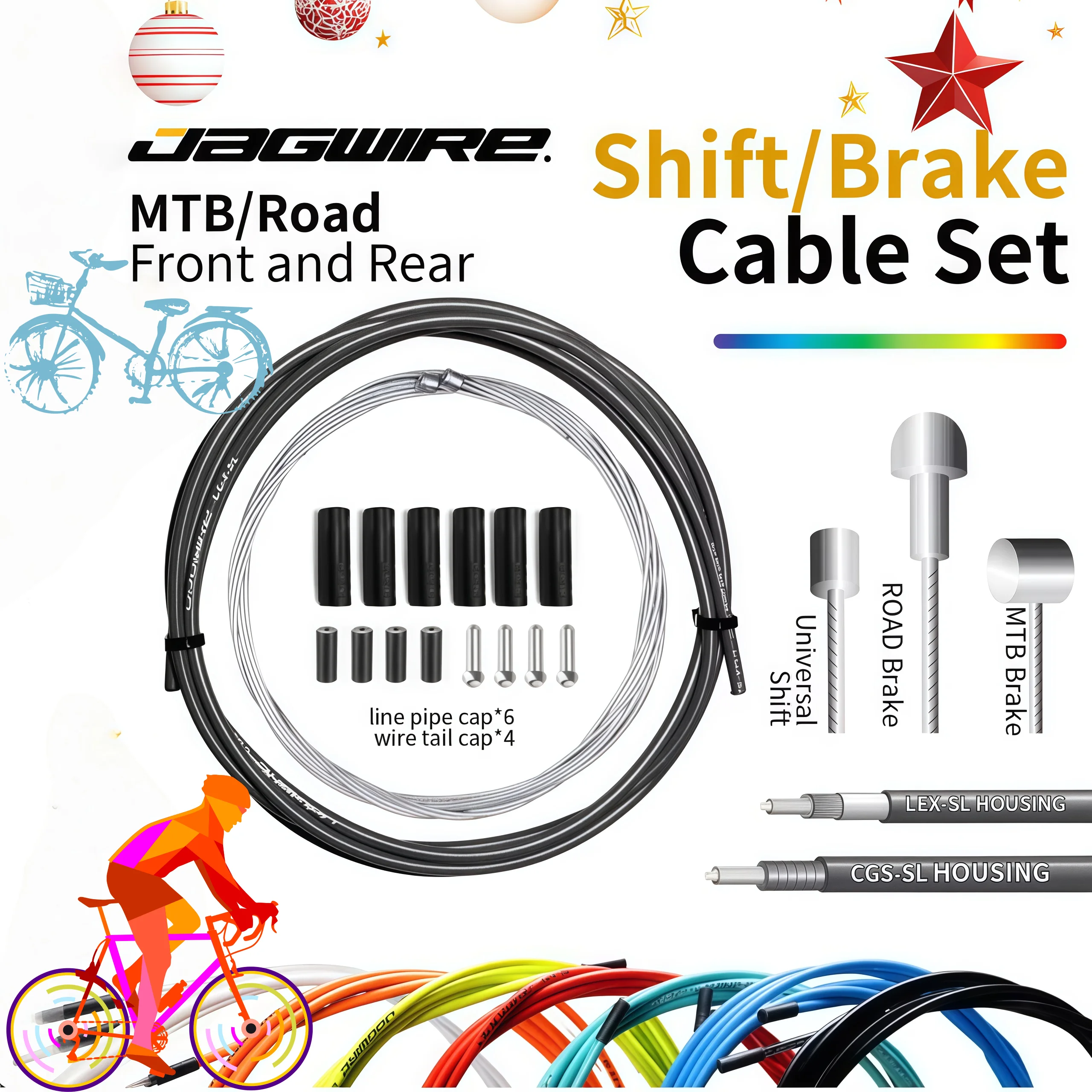 JAGWIRE Kit complet universel de câbles de changement de vitesse et de frein pour VTT et vélo de route 4/5mm, accessoires de cyclisme pour Noël