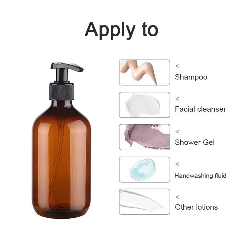 2PC Brown 300/500ml Foaming Soap Dispenser Bathroom Hand Sanitizer Shampoo Body Wash Lotion Refillable Pump Bottle Container