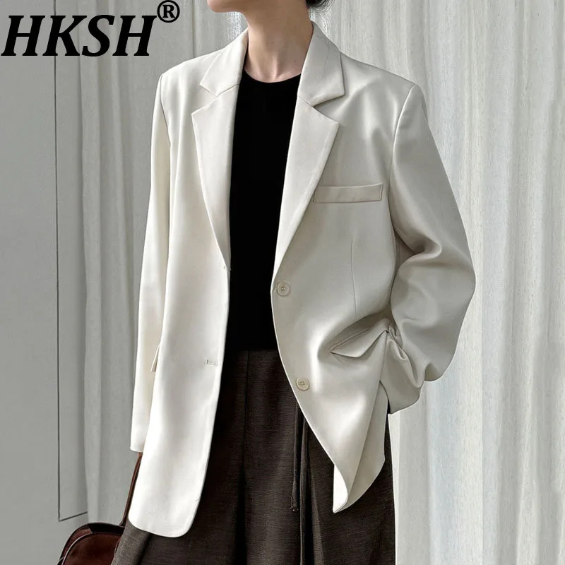 

HKSH Весенне-Осенний новый женский пиджак, однобортный однотонный пиджак с разрезом сзади, элитная элегантная офисная женская шикарная куртка HK12198