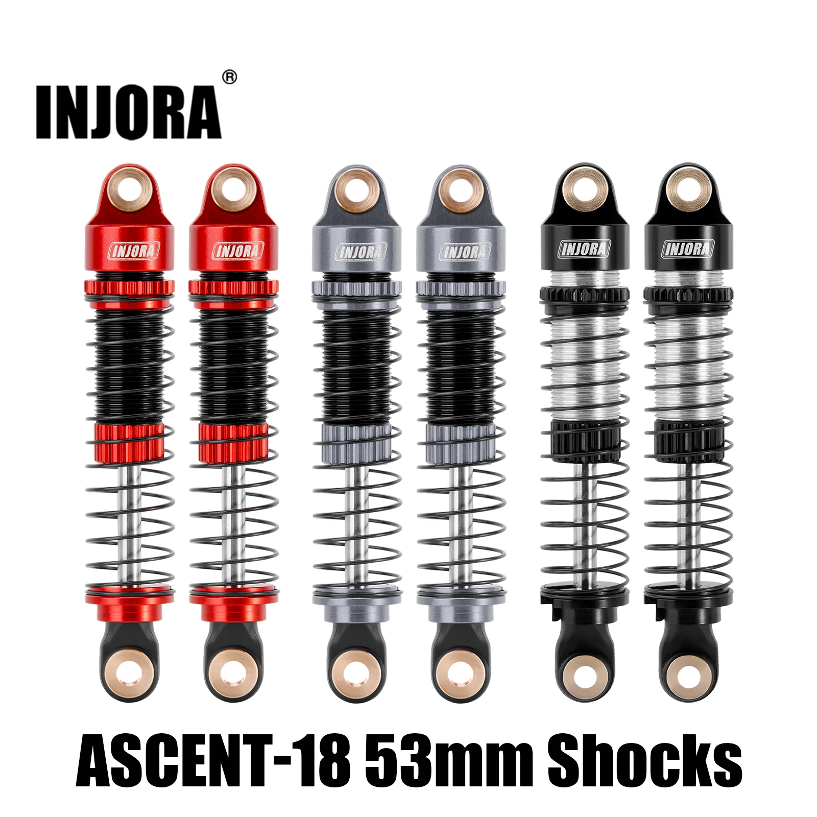 INJORA peredam oli peredam kejut berulir 53/59MM untuk Crawler RC 1/18 Redcat Ascent18