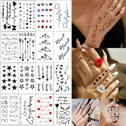 8 Sheets Small Temporary Tattoo Stickers For Men And Women Realistic Butterfly Letter Note Stars Heart Pattern Finger Stickers