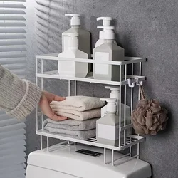 1pcs Bathroom Over The Toilet Storage Shelf Bathroom Storage Organizer with Toilet Paper Holder Toilet Top Shelf Space Saver