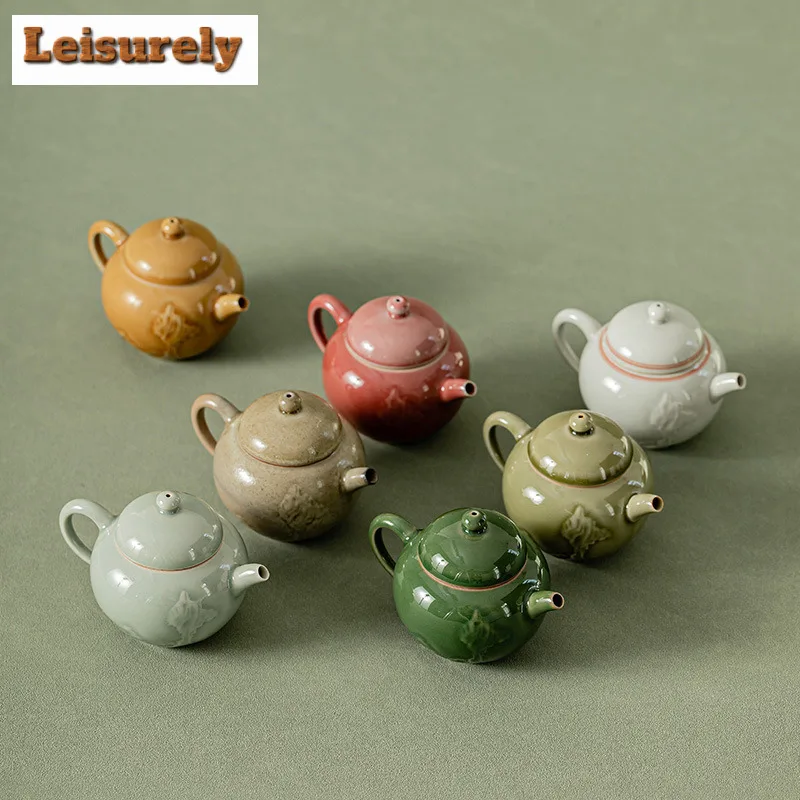 210ml Beixi Tang Relief Taihu Lake Stone Teapot Handamde Single Filter Small Pot Tea Soaking Kettle Antique Drinkware Collection