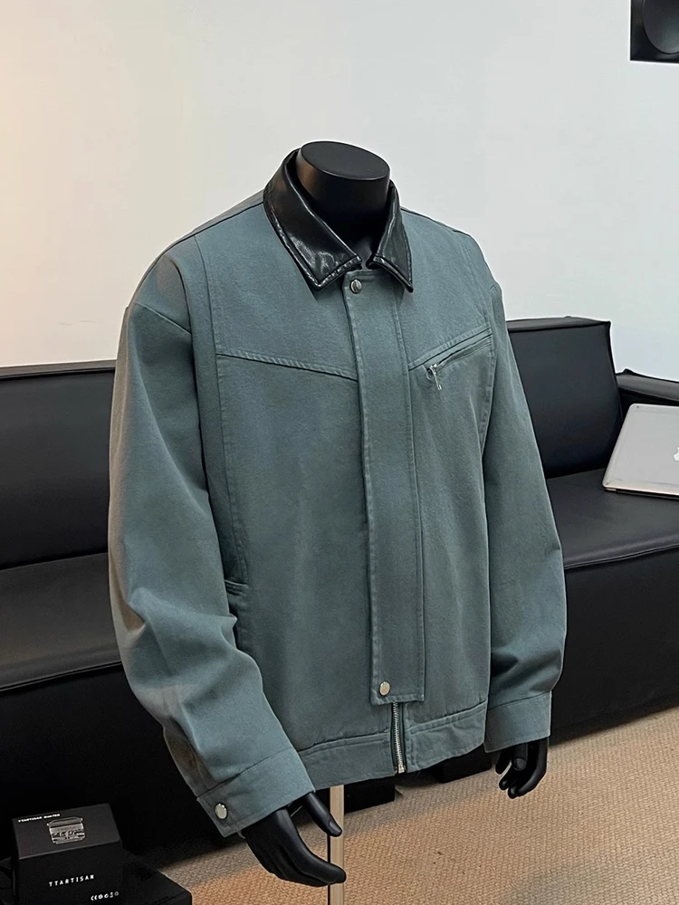 

American Retro Detroit Canvas Jaet Men's Autumn Winter Cleanfit Design High-End Workwear Outerwear Polyester Fiber Zipper D...