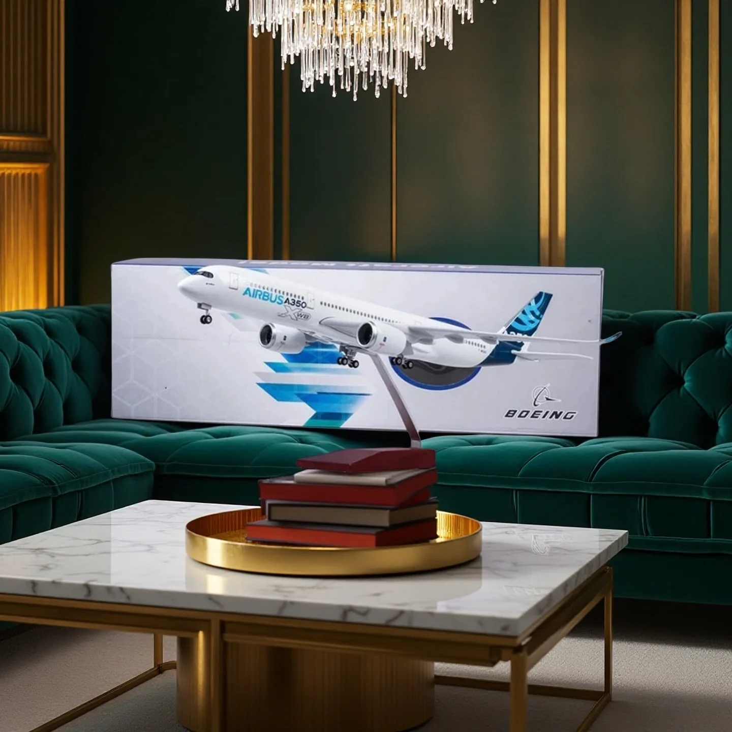 47 سنتيمتر نموذج طائرة لعبة Aisbus 350 نموذج طائرة المحيط الهادئ مع ضوء LED (اللمس أو التحكم الصوتي) للزينة أو هدية