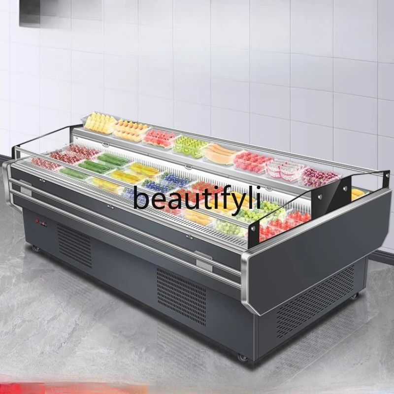 

Ice Cast Open-Type Fruit Preservation Display Commercial Supermarket Refrigerated Fruit Cutting Fruit Wind Curtain Cabinet