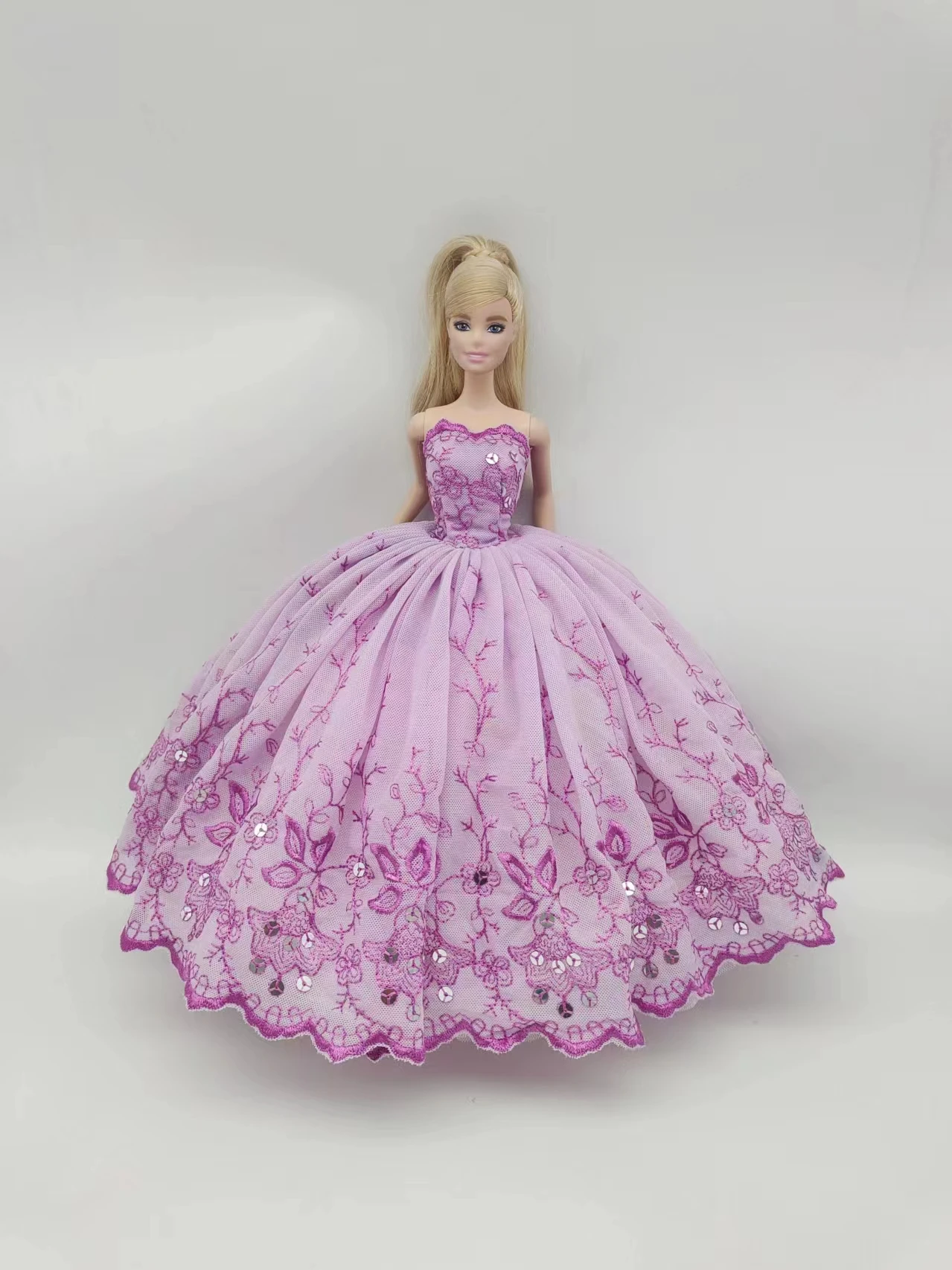 Floral Lace Elegant Wedding Dress for Barbie Doll Clothes Outfits White Black Princess Party Gown 1/6 BJD Dolls Accessories Toys