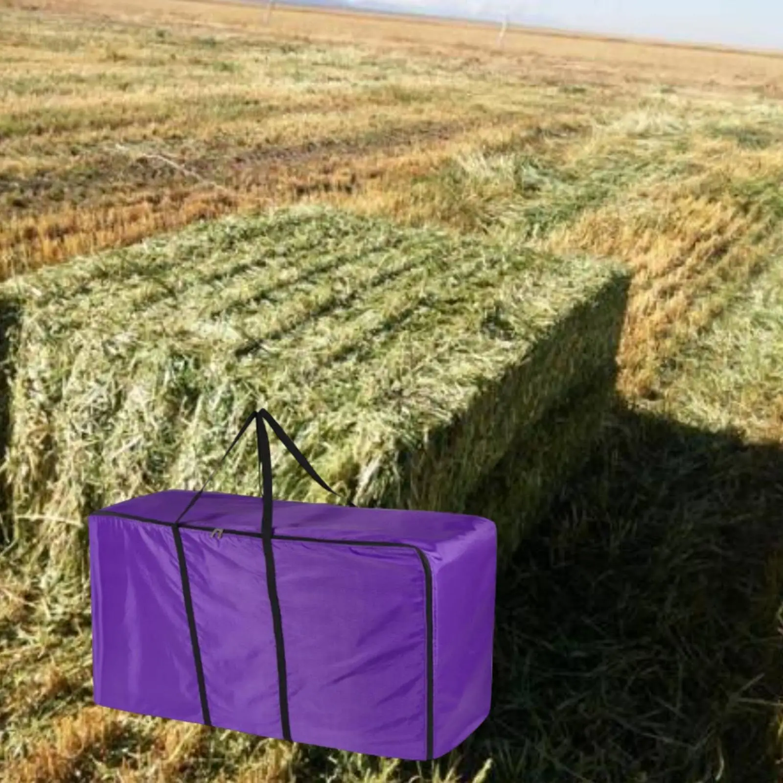 Hay Bale Storage Bag Portable Waterproof Oxford Cloth Feeding Sack with Handles for Horses and Livestock