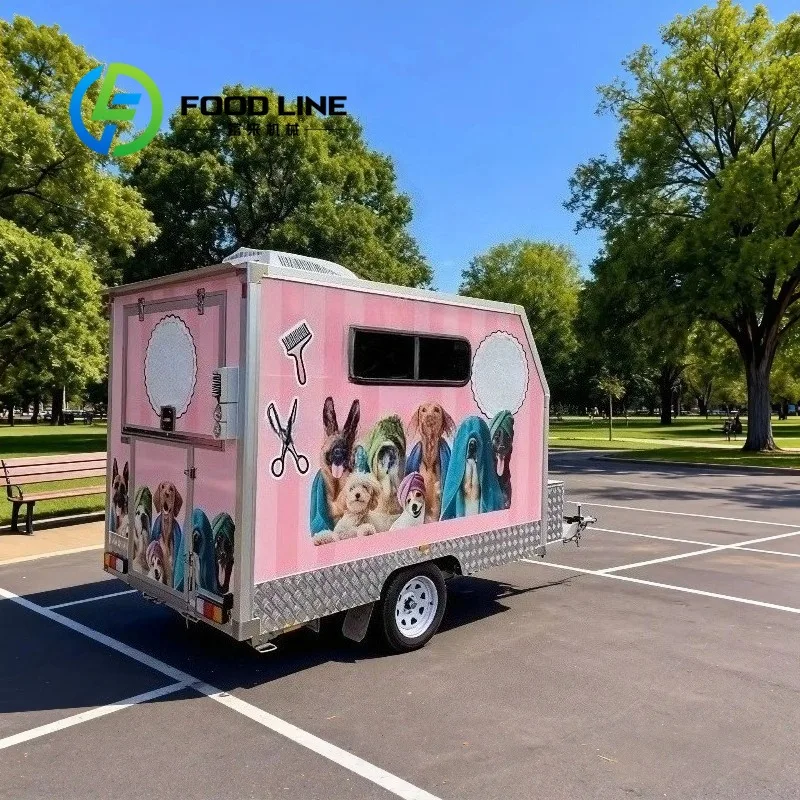 Portable Pet Beauty Service Trailer Self Contained System For Independent Outdoor Operation Without Dependence On Fixed
