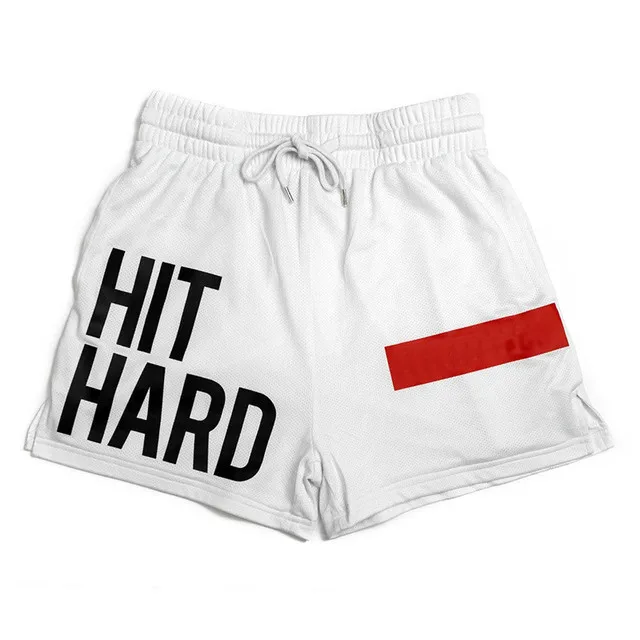 Short de sport d\'été à séchage rapide pour homme, culotte en maille, pour fitness, course à pied, entraînement, pantalon de plage, imprimé HIT HARD,