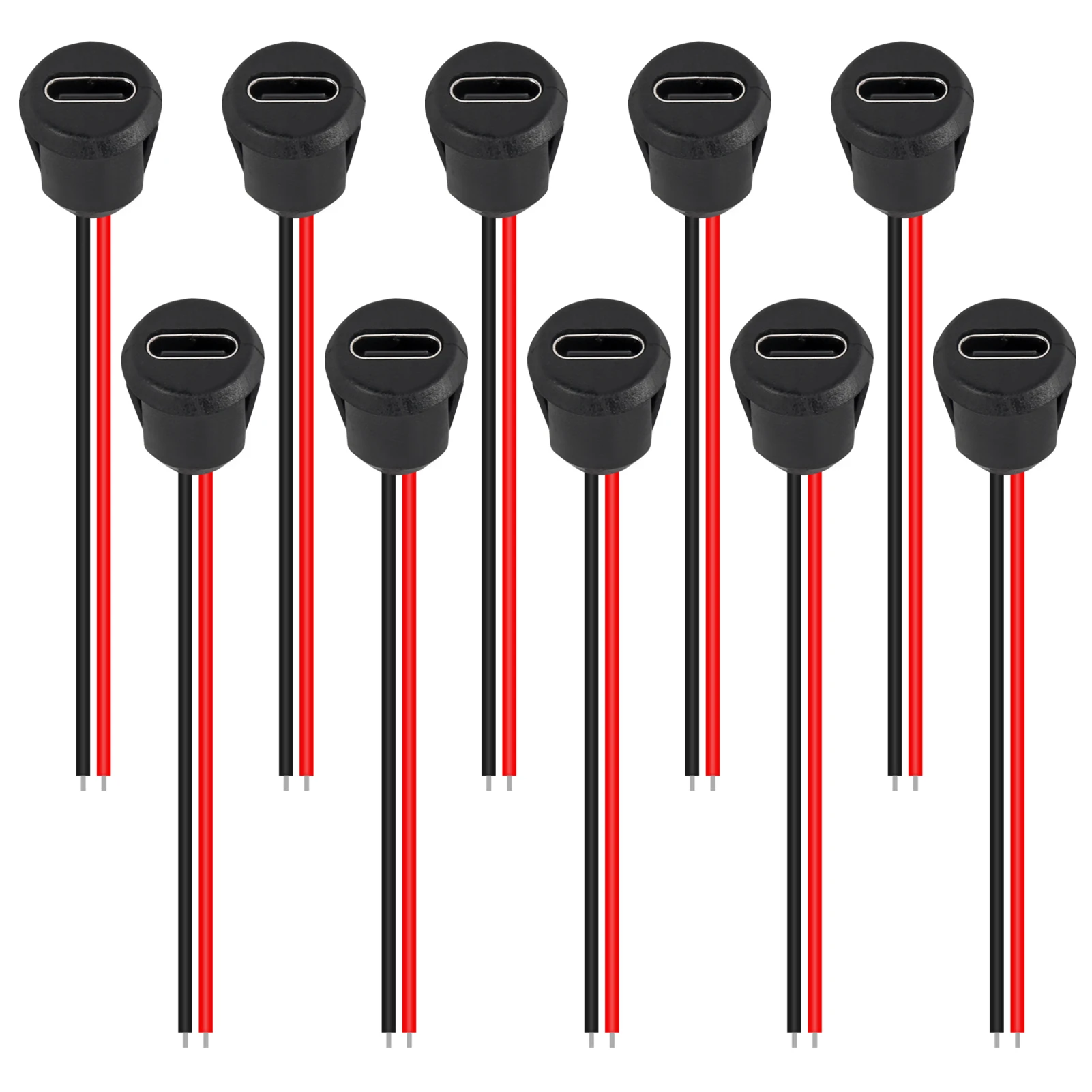 5PCS 2Pin USB Connector Type-C Waterproof with Female Socket Fast Charging Jack Charging Port USB-C Charger Plug Socket