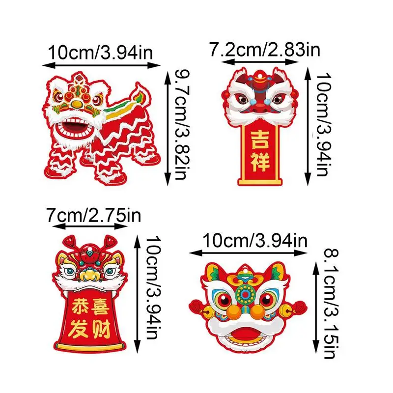 10 Pcs/Set Chinese Dance Lion Hanging Decor exquisite Paper Lion Dance Hanging Tag Pendant Chinese Lunar New Year Decoration