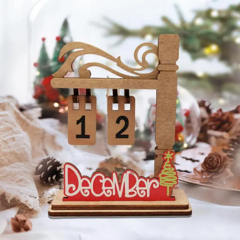 

Wooden Calendar Decoration Christmas Advent Calendar Wooden Countdown Calendar Creative Desktop Calendar Standing Reusable Home