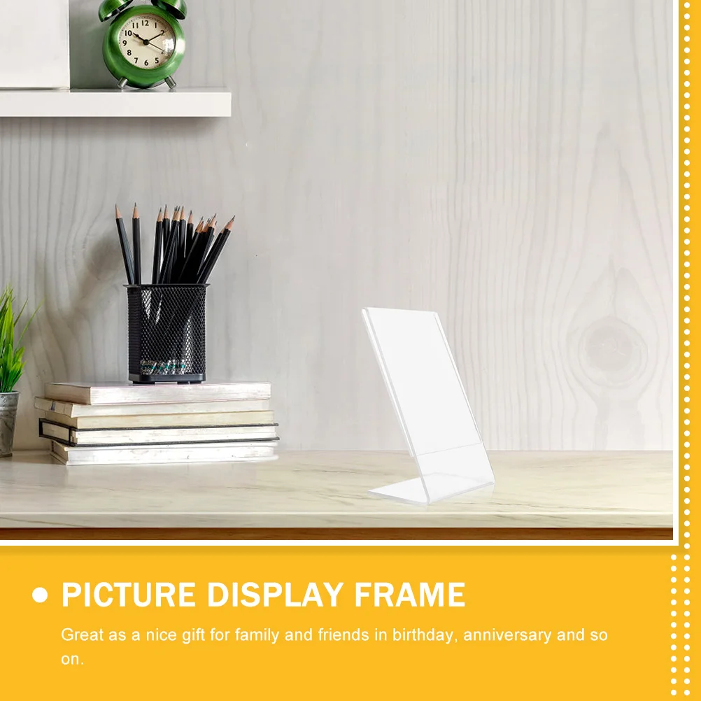 

3pcs Transparent Acrylic Photo Frames Clear Display Racks For Pictures Certificates Price Tags Modern Stand Home Office Wedding
