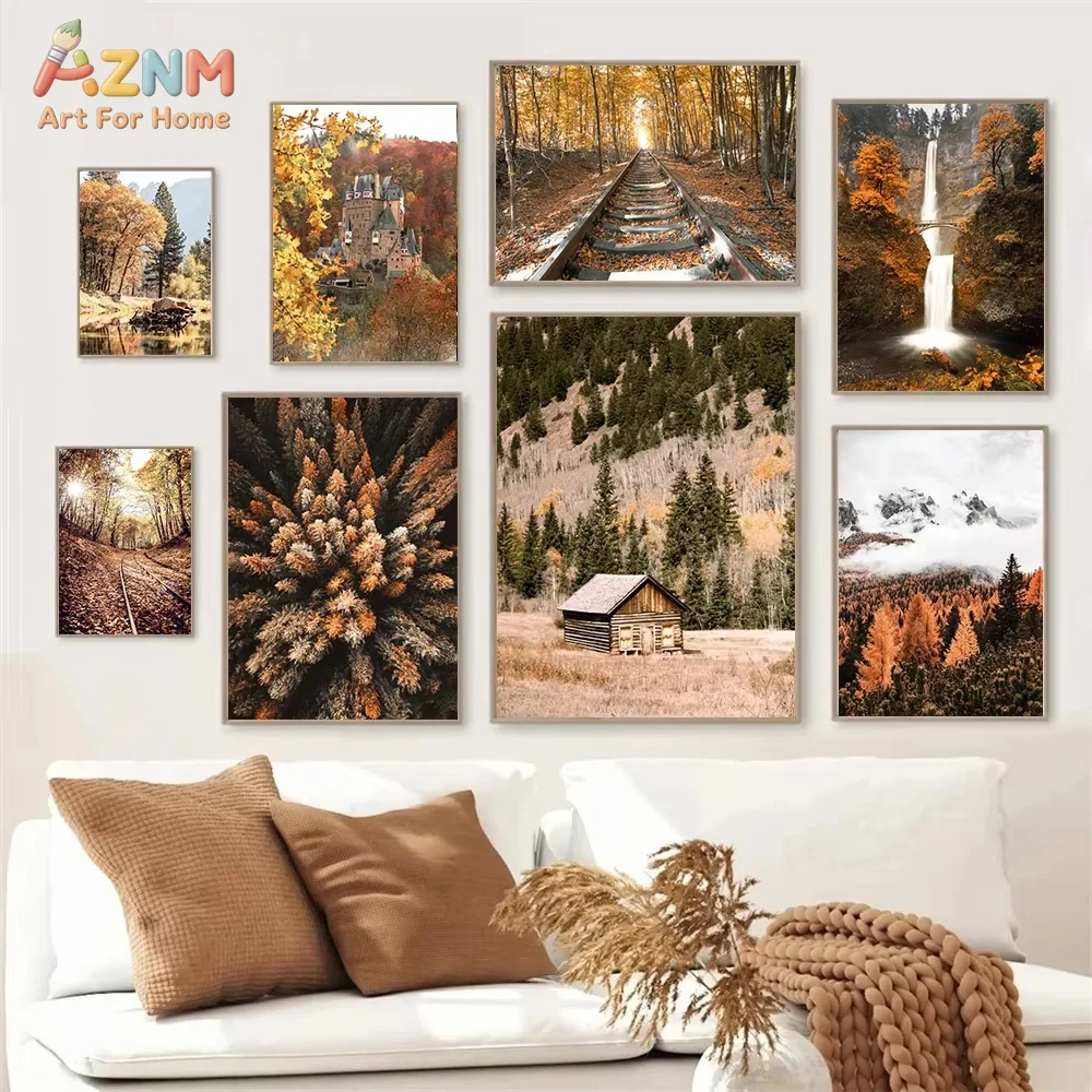 1PC,Autumn Landscape Poster Forest Track Leaves Wall Art Canvas Painting Nordic Posters And Prints Wall Pictures Room Decor