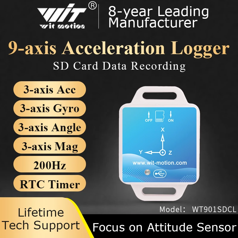 WitMotion WT901SDCL AHRS MPU9250 Accelerometro a 9 assi, archiviazione su scheda SD, velocità angolare a 3 assi + accelerazione + angolo +