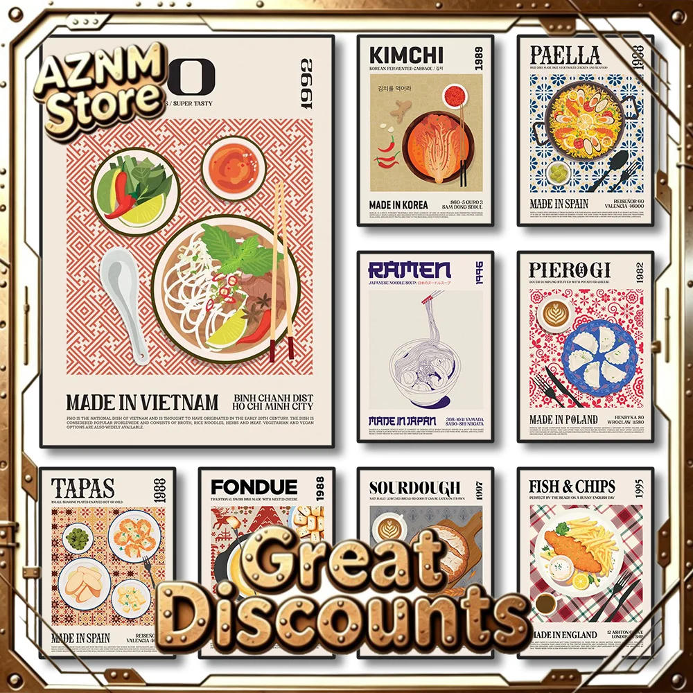 2026 Delicious Food Canvas Painting World Cuisine Print Wall Poster Picture Decorations for Home Wall Arts