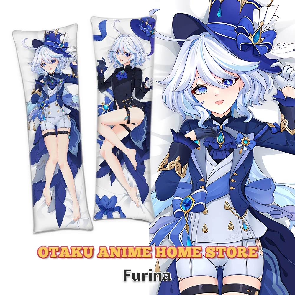 Genshin Impact Furina Dakimakura poszewka na poduszkę z nadrukiem 3D dwustronnie zagłówkowe poszewki Otaku poszewki na poduszki