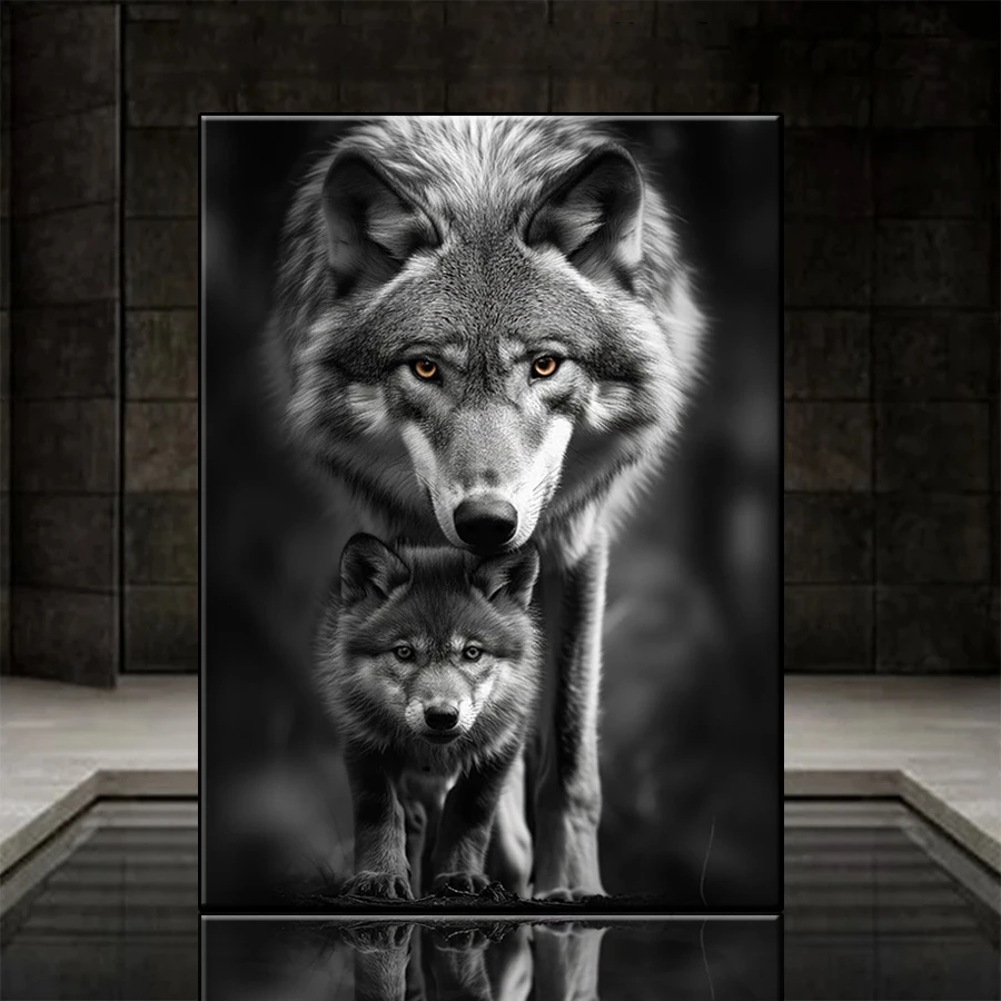 DIY Diamond Painting Modern Black and White Art Animal Wolf Diamond Mosaic Full Drill Embroidery Cross Stitch Handmade Hobby