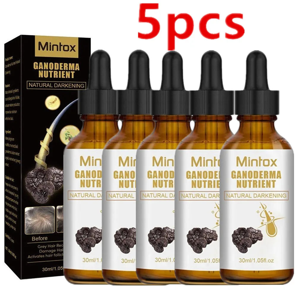 5PCS New Anti-greying Hair Serums Ganoderma Nutrient Hair Darkening Serums Anti Grey Hair Essence For Regrow Thicker Fuller