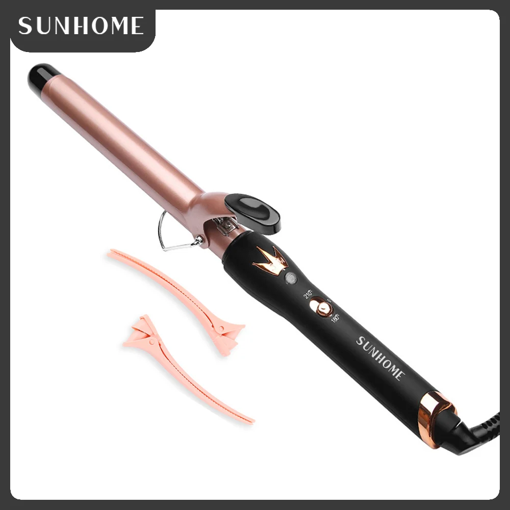 SUNHOME Professional Series Curling Iron 25mm ,Extra-Long 2-Heater Ceramic Barrel That Stays Hot.(Rose Gold)