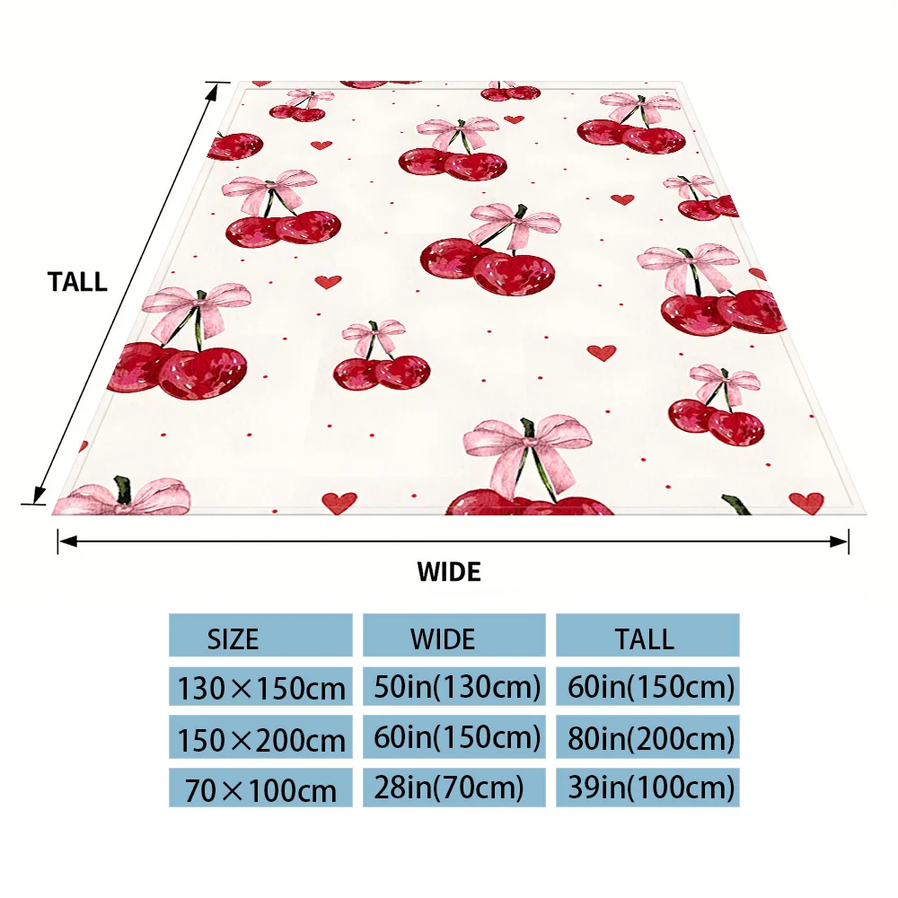 Bow Cherry Hearts Winter And Summer Dual-Use Comfortable Flannel Blanket, Soft And Sticky Sofa Cover Blanket, Exquisite Gift