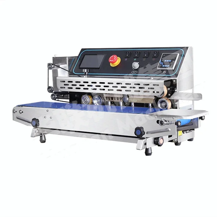 new arrival automatic printing code and sealing machine, continuous heat band sealer with printing for plastic bags