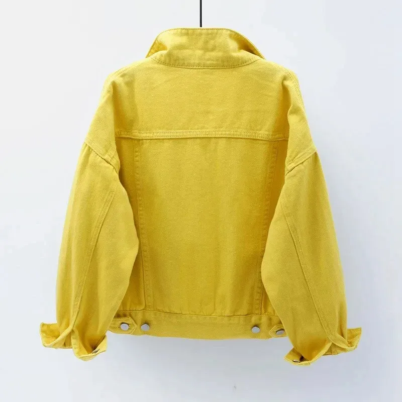 Women Denim Jacket Spring Autumn Short Coat Pink Jean Jackets Casual Purple White Loose Tops Lady Button Pockets Outer NM33 view 5