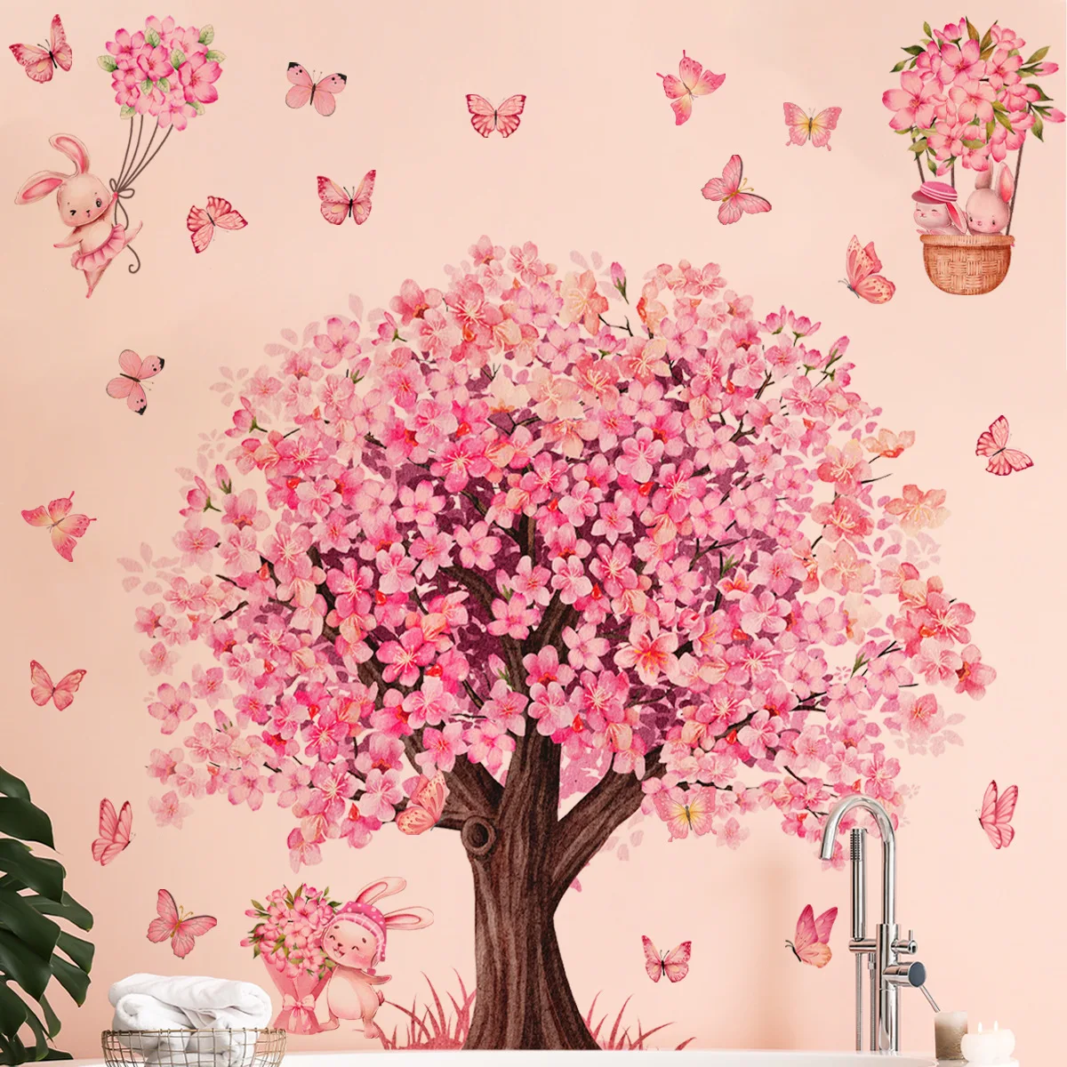 Watercolour Flowers Trees Butterflies Wall Stickers Living Room Decoration for Bedroom Wall Decals Kids Room Baby Home Decor
